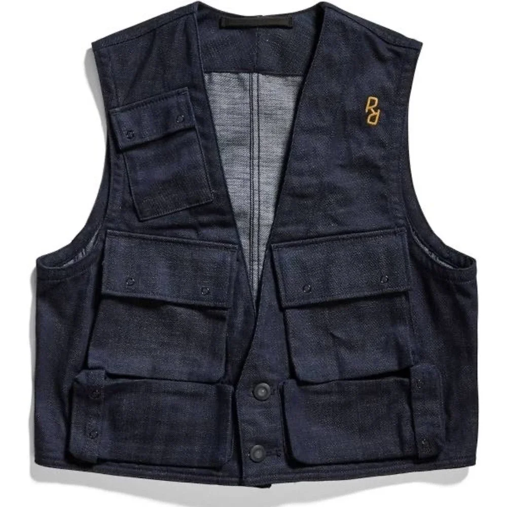 G Star Raw Research Indigo Dyed Denim Utility Vest Women Size Medium MSRP $370‎